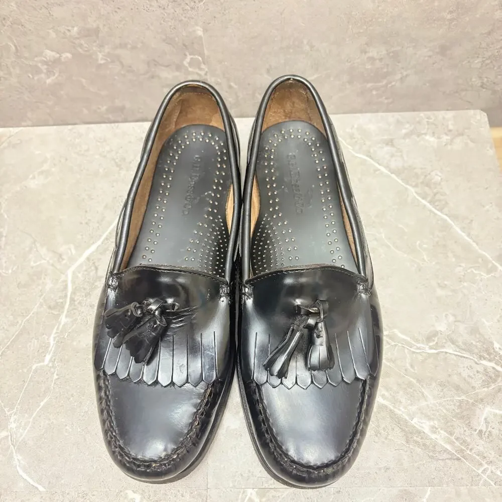 Bass Weejuns Loafers Layton Slip On Penny Tassel Black Leather Loafers 8 EEE